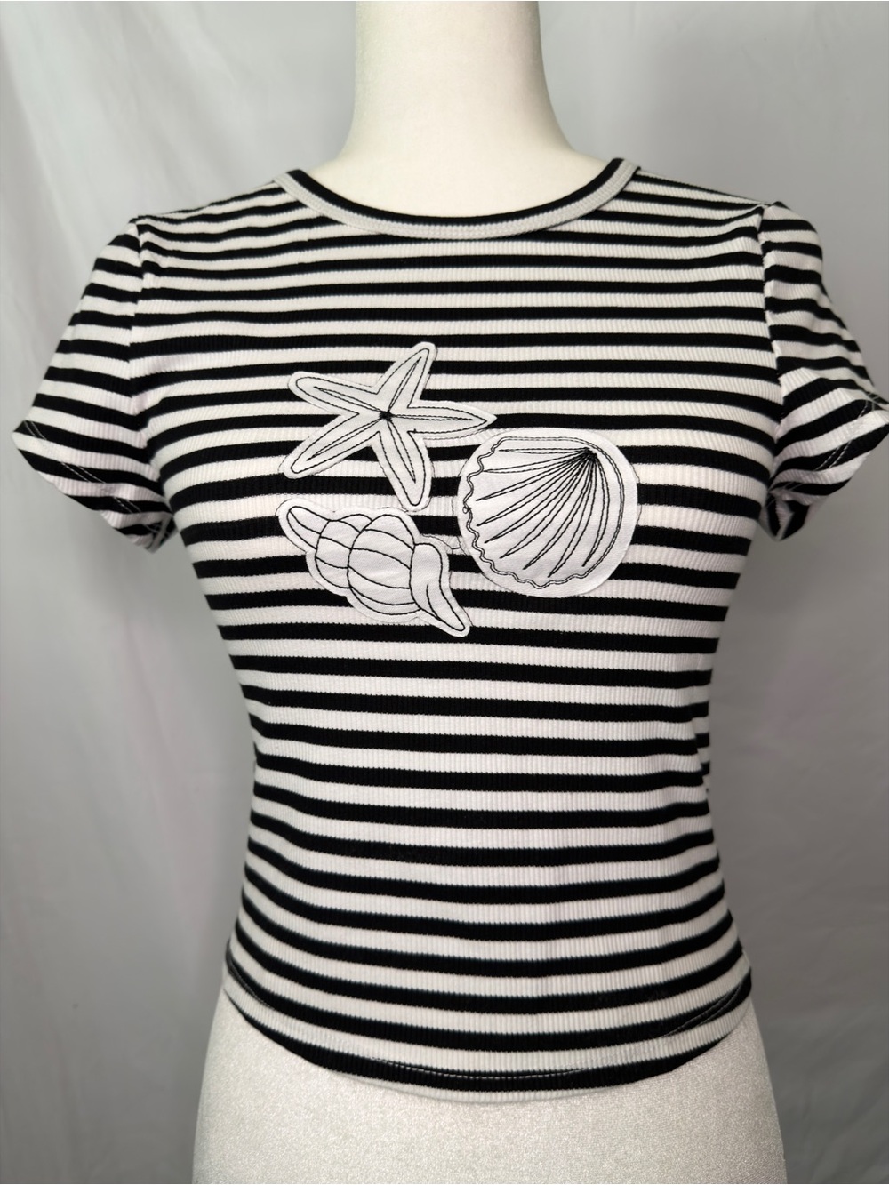 HYFVE Black & White Striped Seashell Tee